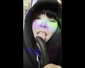 riding my toy and sucking it clean