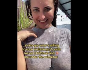 Wet t-shirt contest by big titty brunette