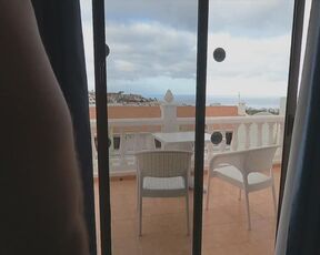 Neighbours watching? No problem! Passionate blowjob and fuck at the window in Tenerife PT. 1